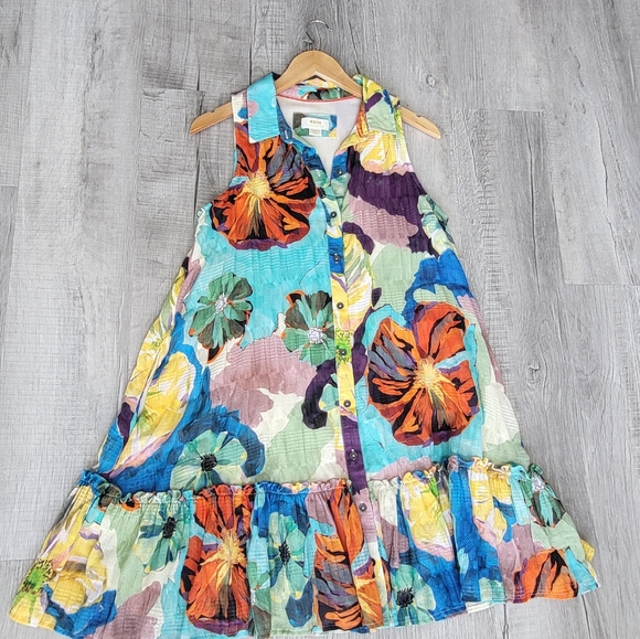 Anthropologie I Maeve Sleeveless Brilliant Floral Tunic Mini Dress Small - Picture 2 of 12